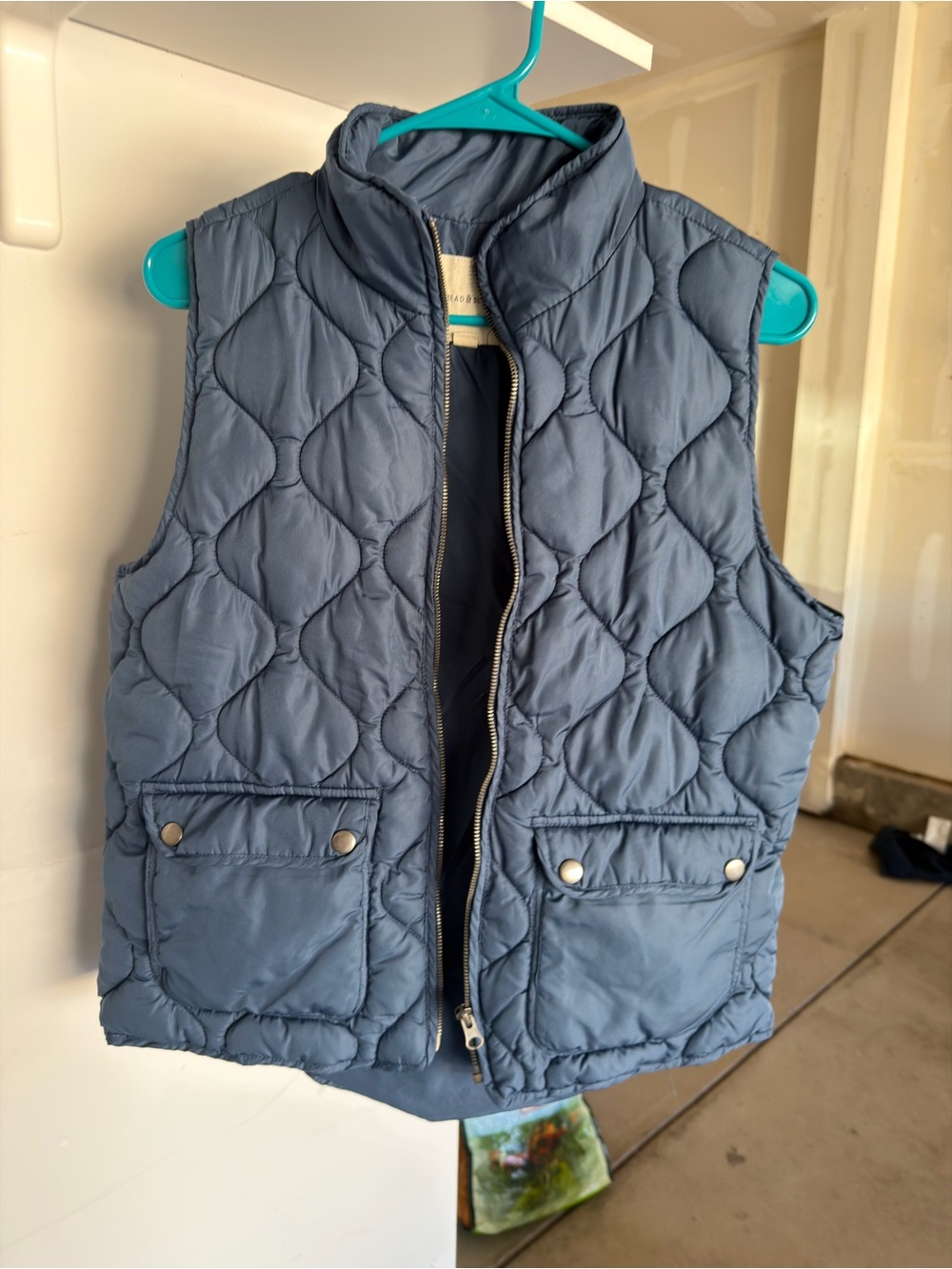 Thread & Supply Quilted Sleeveless Vest in Slate Blue